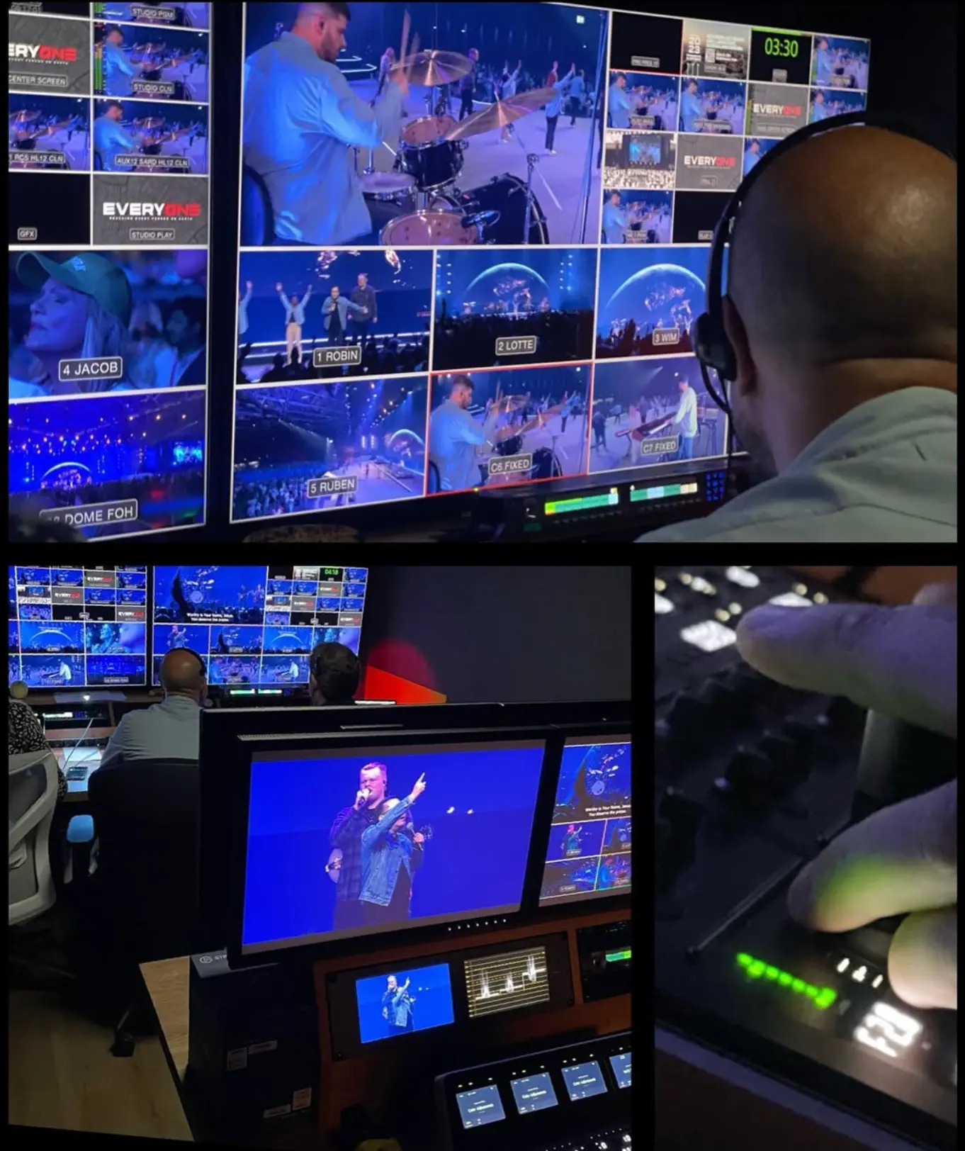 Multiview monitors during a live concert