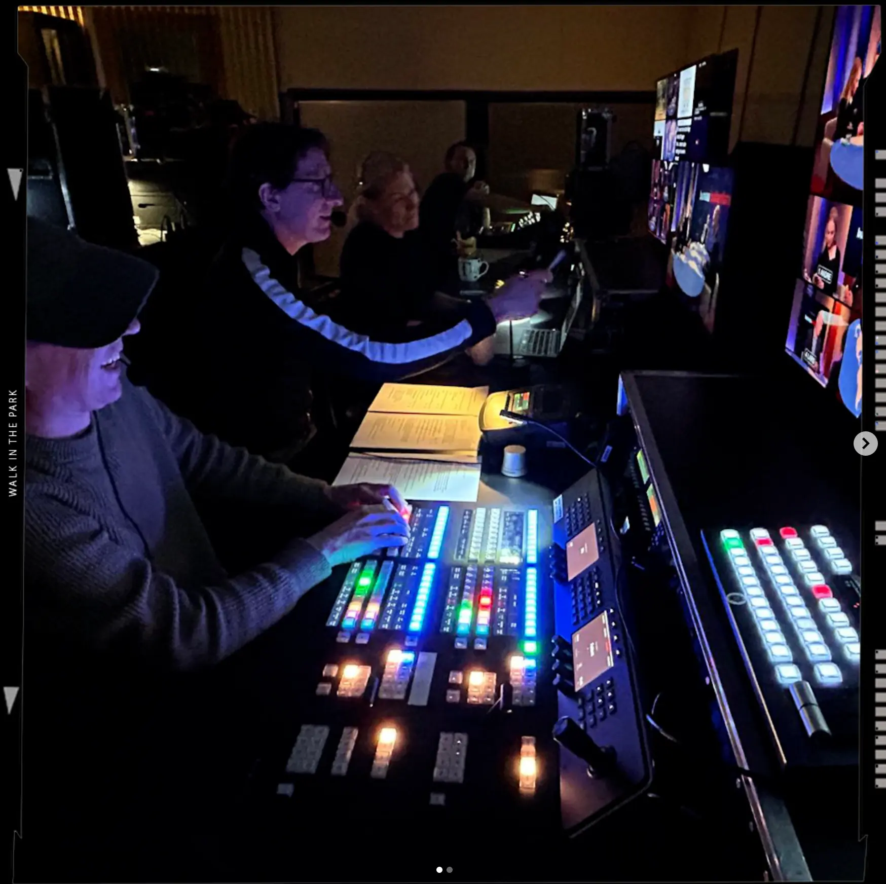 Vision mixer and gallery crew during a live broadcast