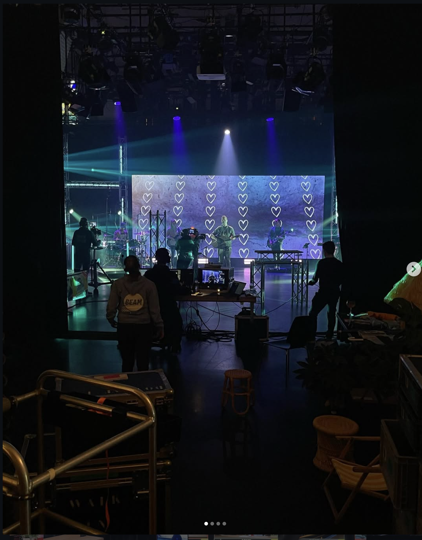 Crew in the wings during the show