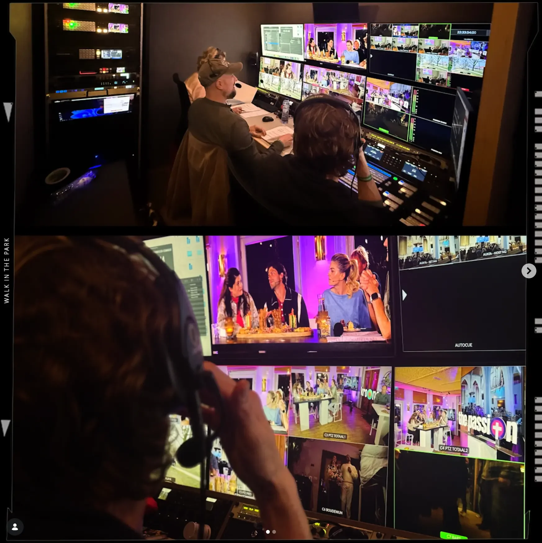 Director and vision mixer at the gallery desk during a live talkshow